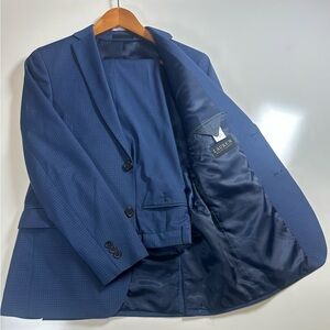 Ralph Lauren Blue Check Suit Jacket & Pants | Size 18R / 29W | Stretch